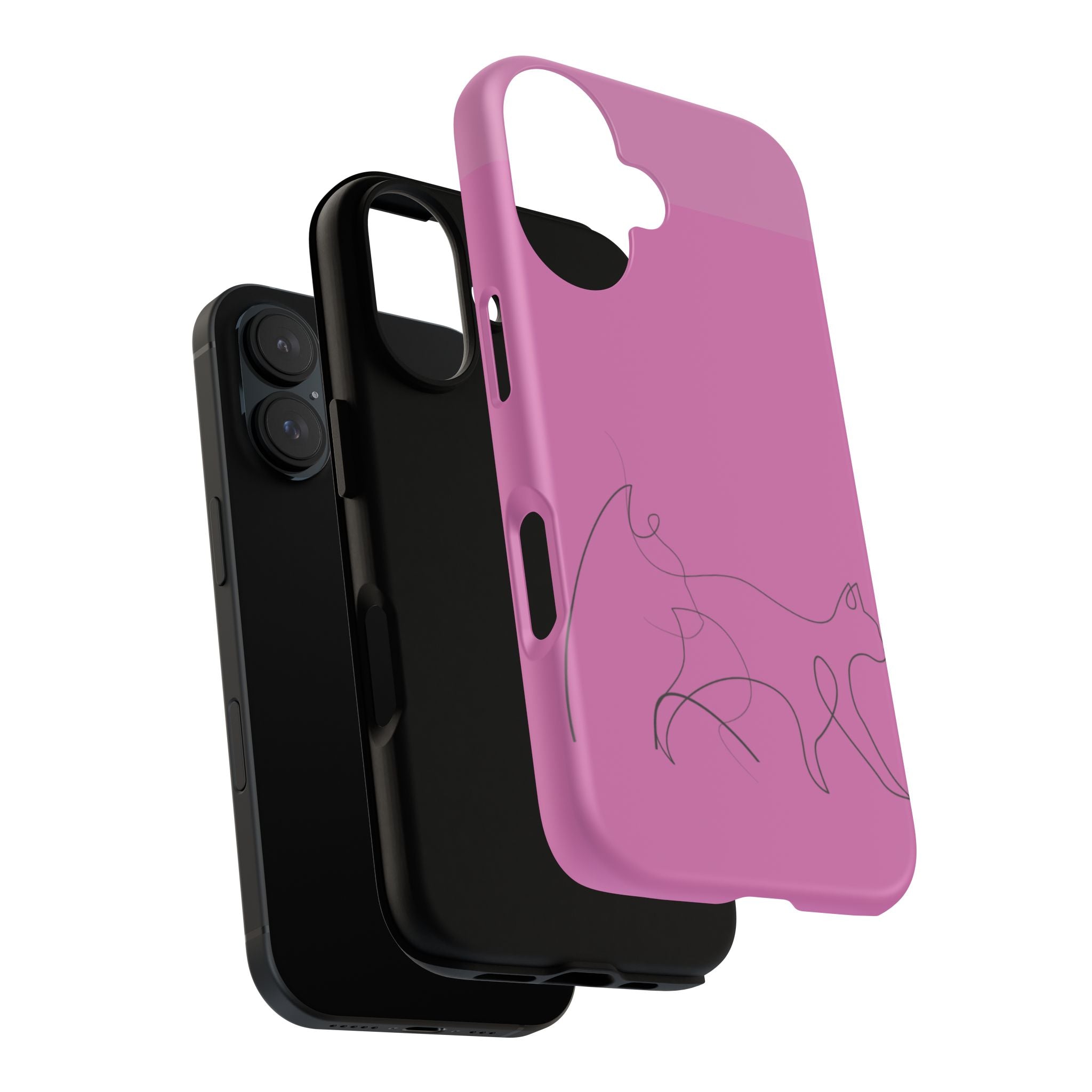 Pink Minimalist Cat Phone Case