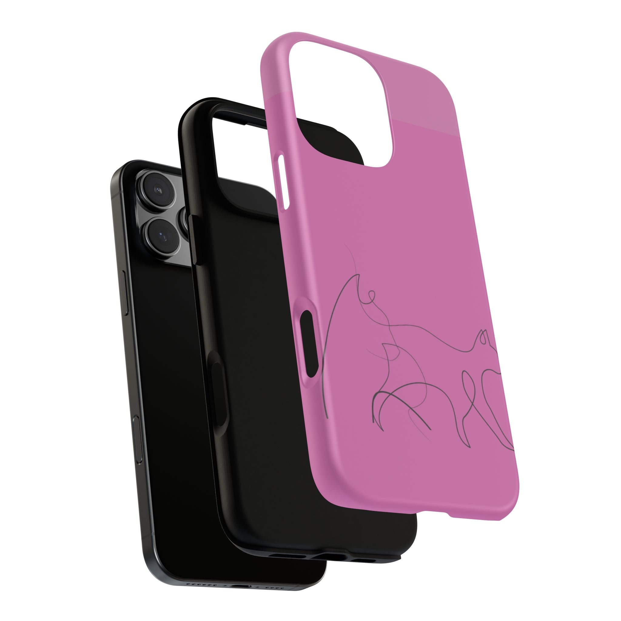 Pink Minimalist Cat Phone Case