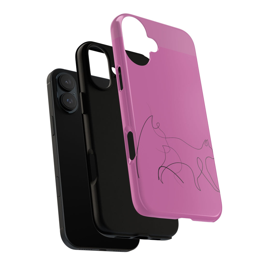 Pink Minimalist Cat Phone Case