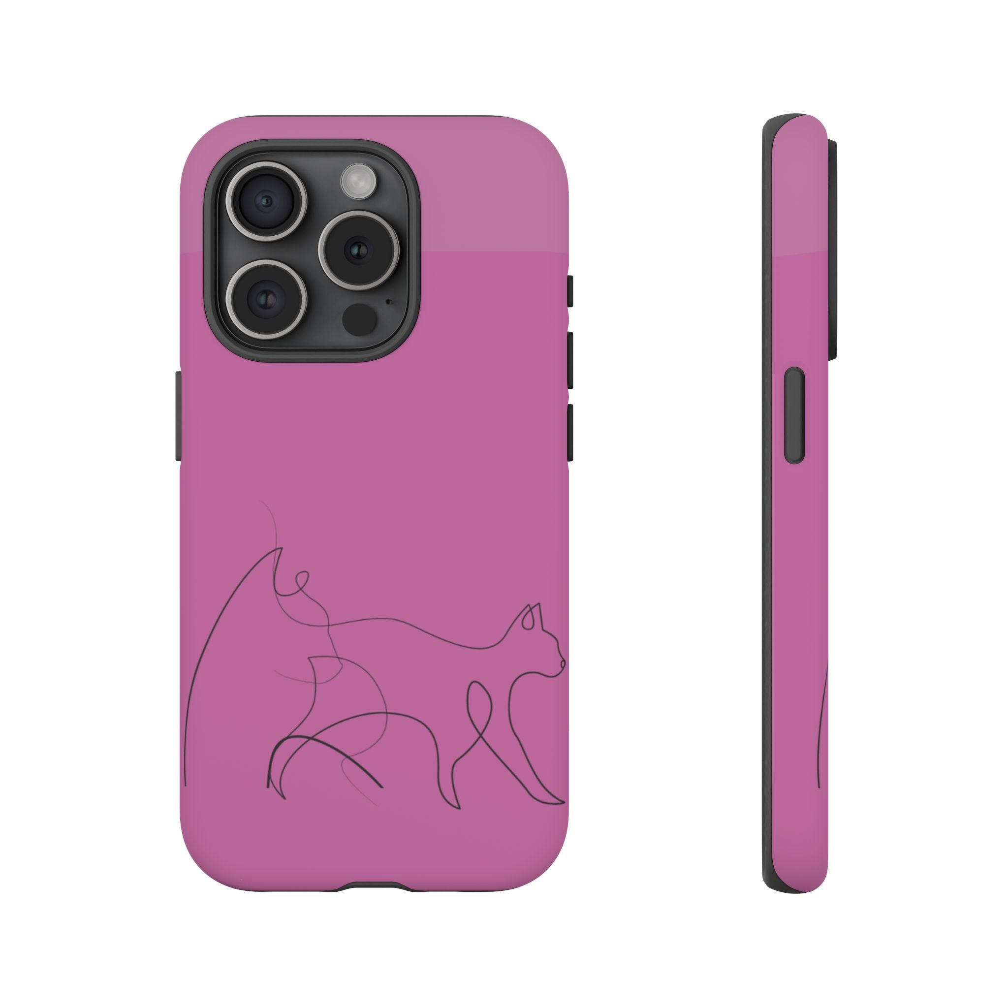 Pink Minimalist Cat Phone Case