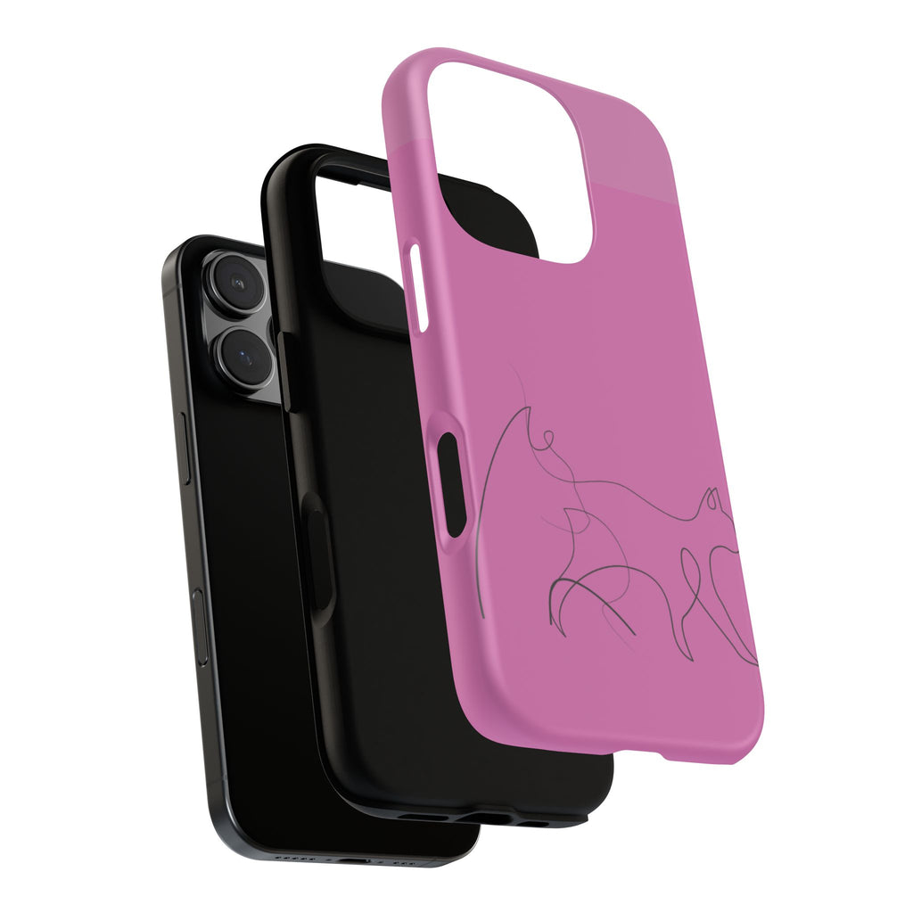 Pink Minimalist Cat Phone Case