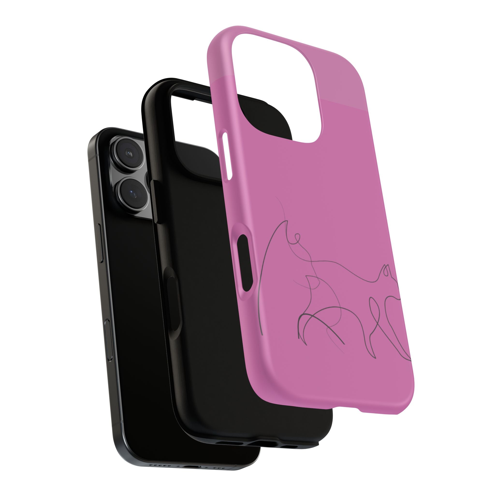 Pink Minimalist Cat Phone Case