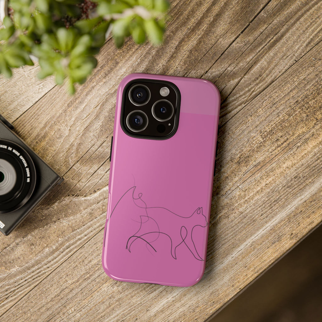 Pink Minimalist Cat Phone Case