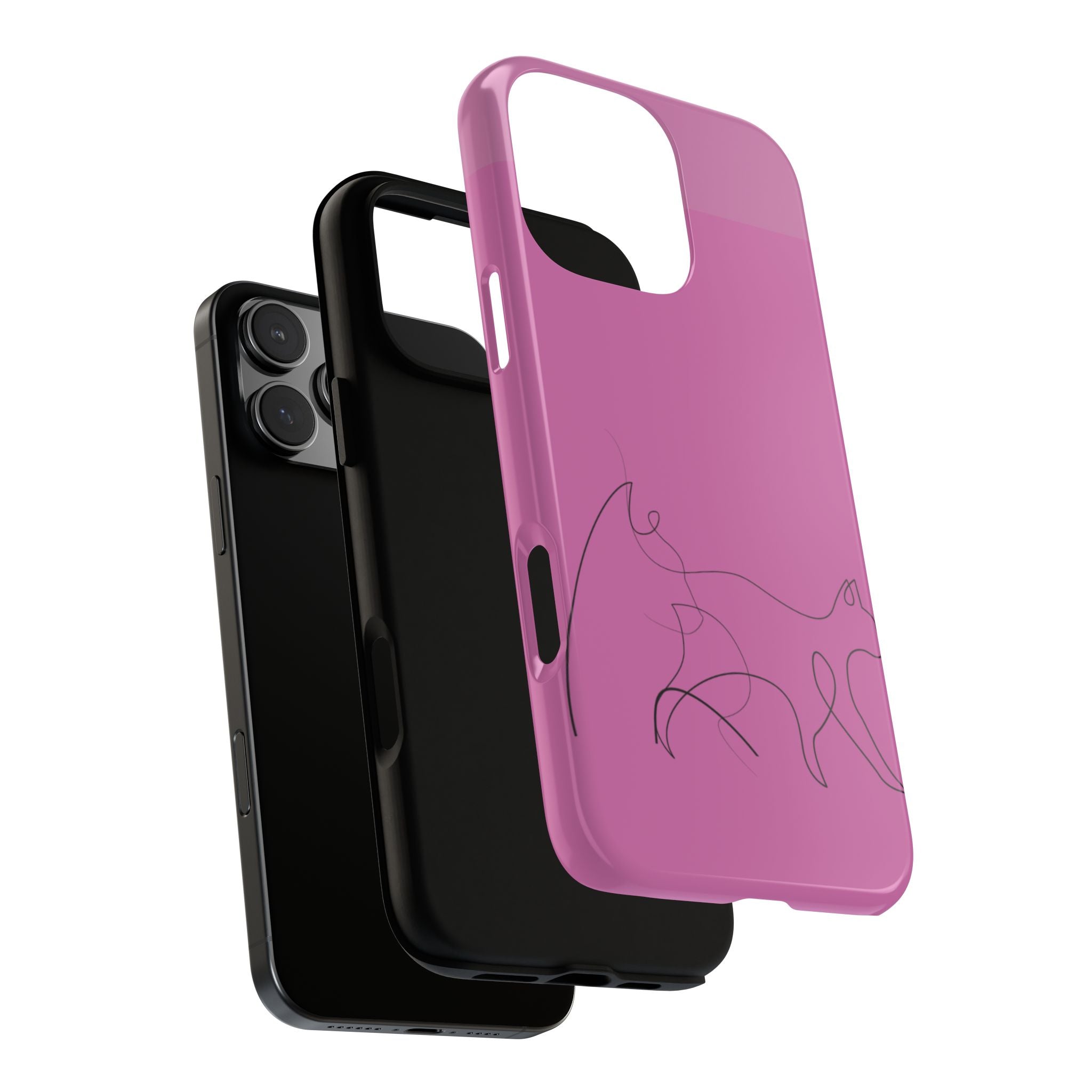 Pink Minimalist Cat Phone Case
