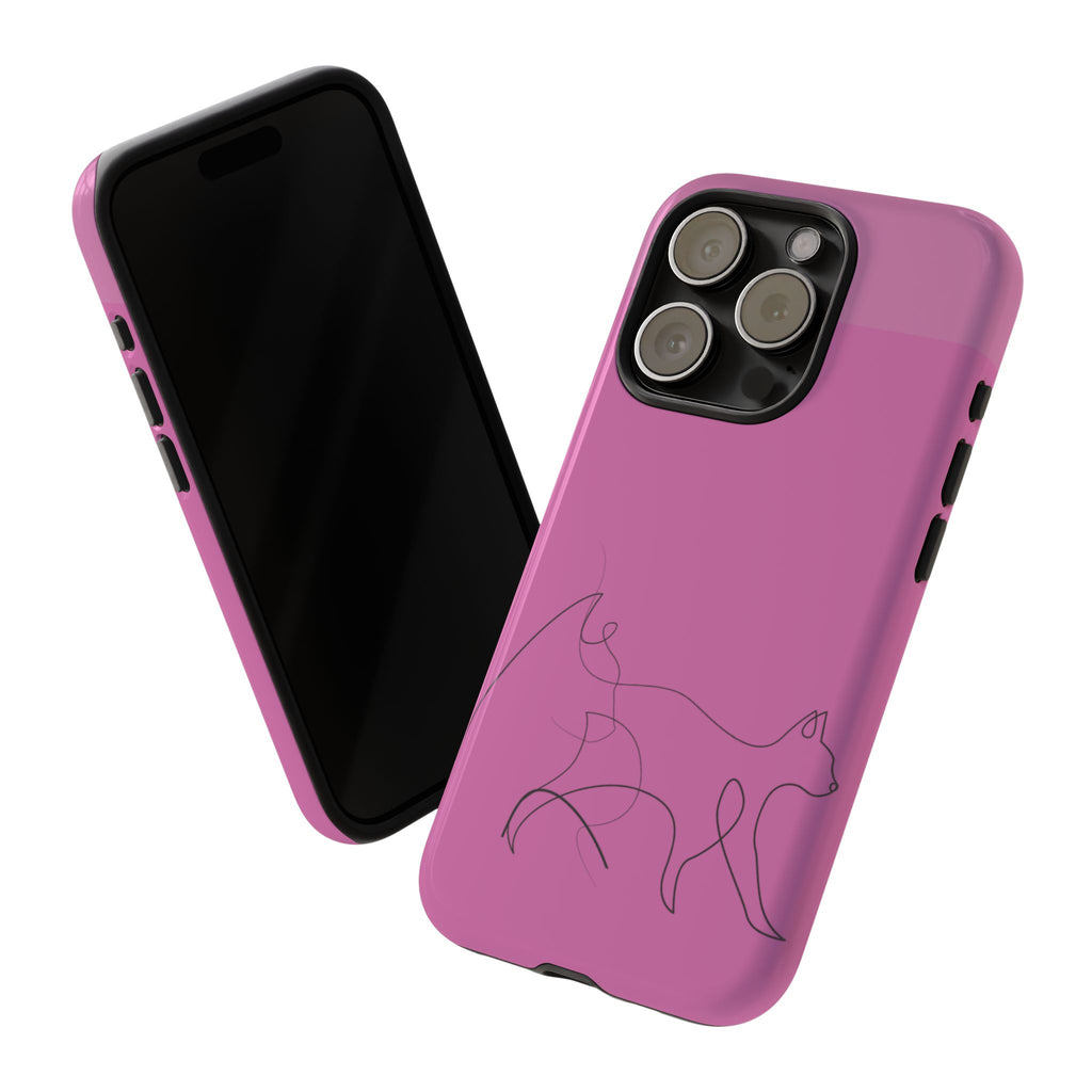Pink Minimalist Cat Phone Case