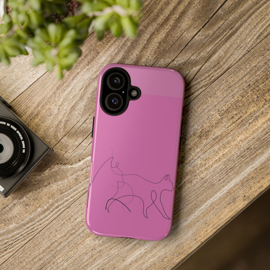 Pink Minimalist Cat Phone Case
