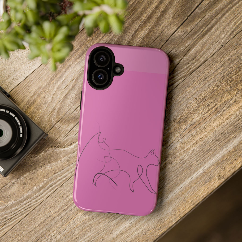 Pink Minimalist Cat Phone Case