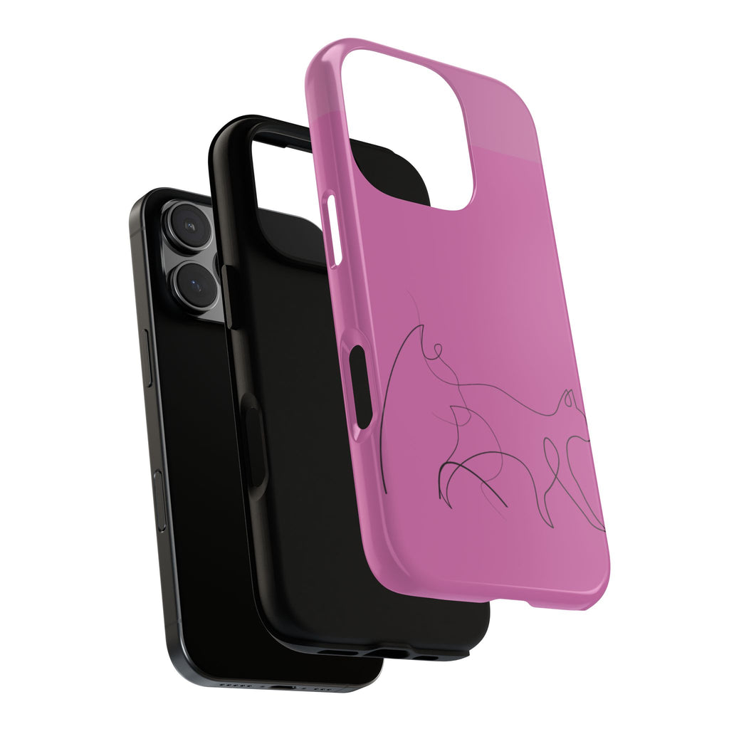 Pink Minimalist Cat Phone Case