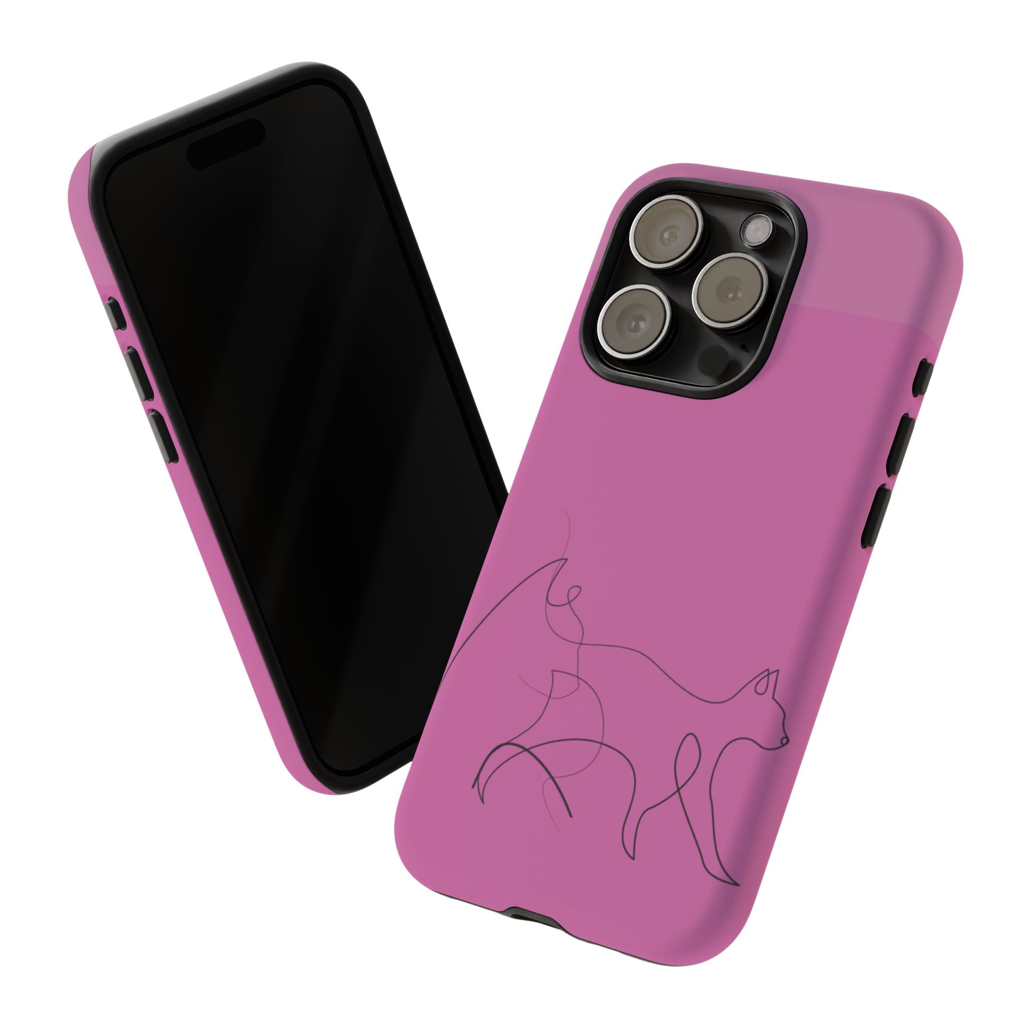 Pink Minimalist Cat Phone Case