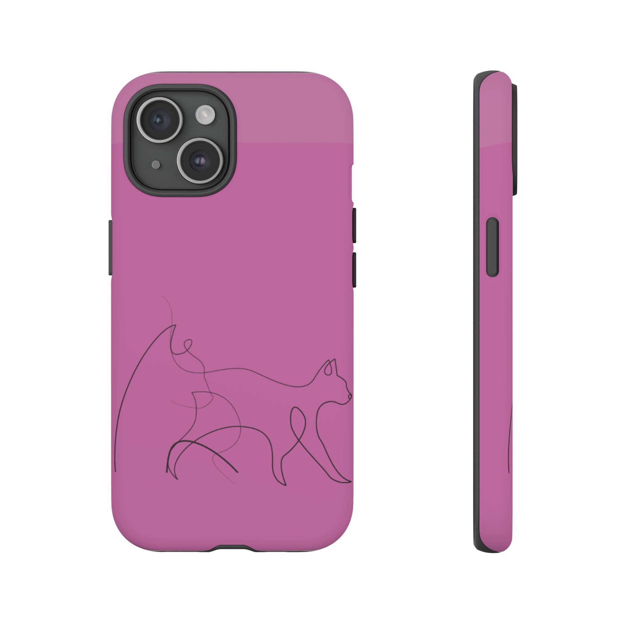 Pink Minimalist Cat Phone Case