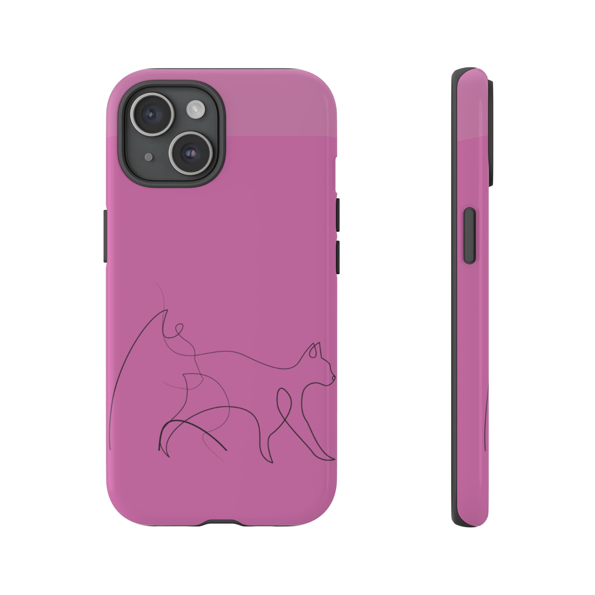 Pink Minimalist Cat Phone Case