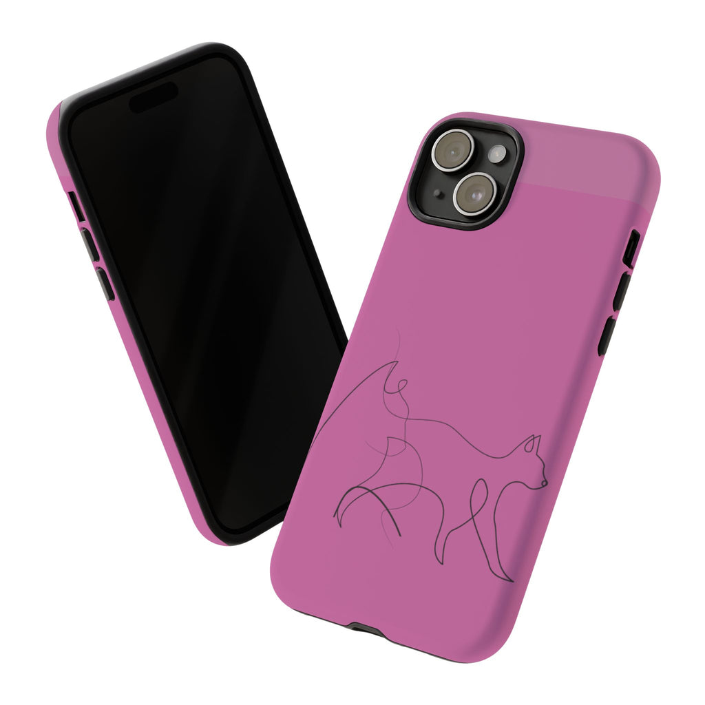 Pink Minimalist Cat Phone Case