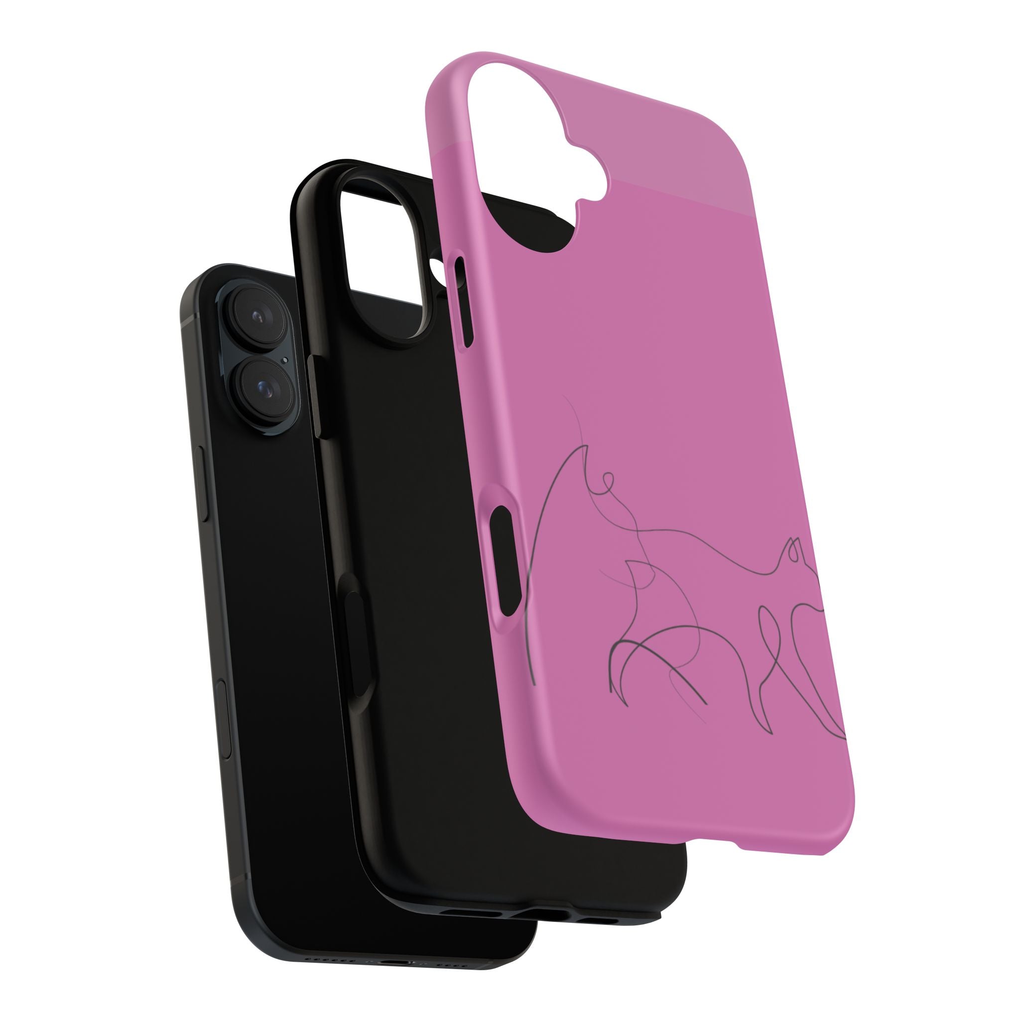 Pink Minimalist Cat Phone Case