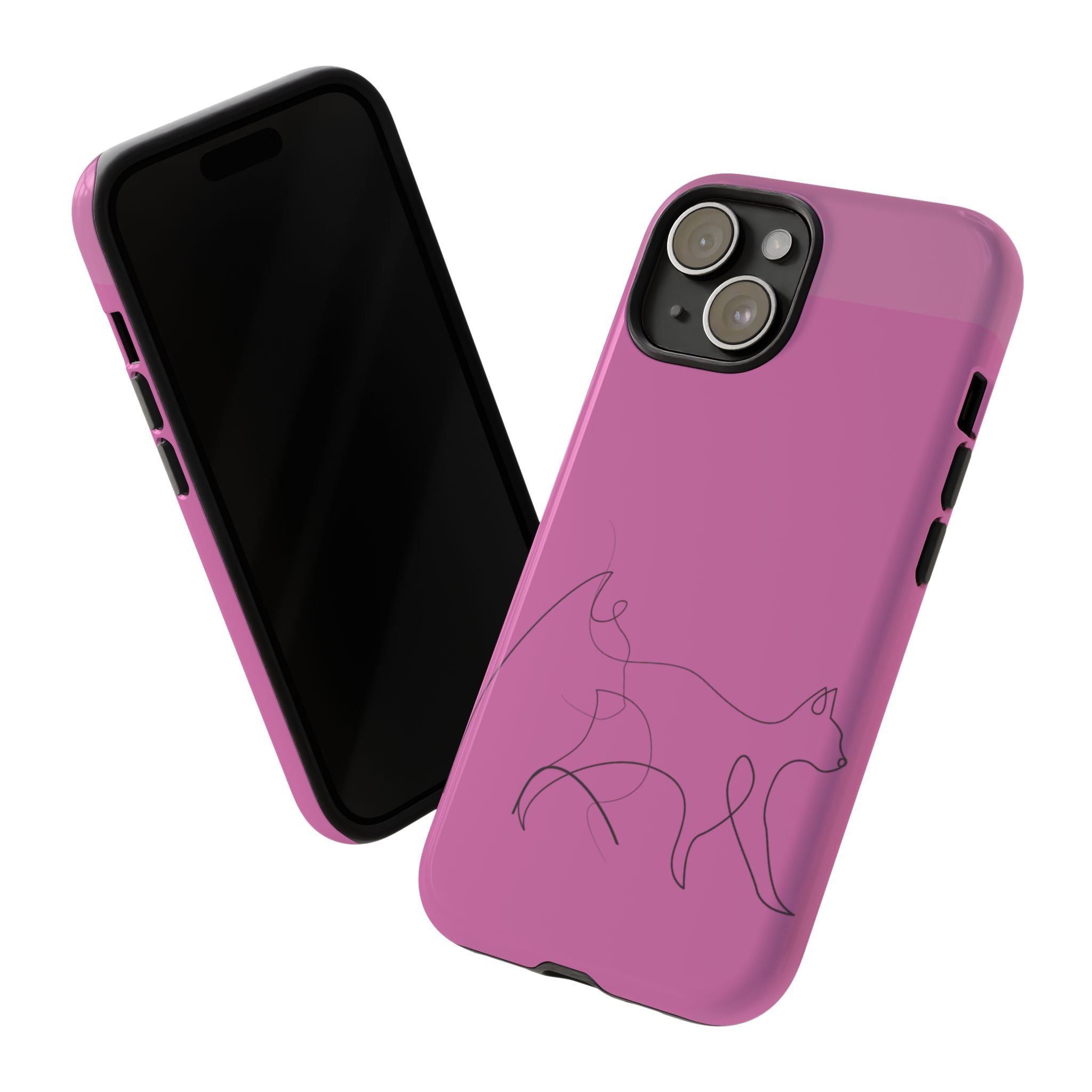 Pink Minimalist Cat Phone Case
