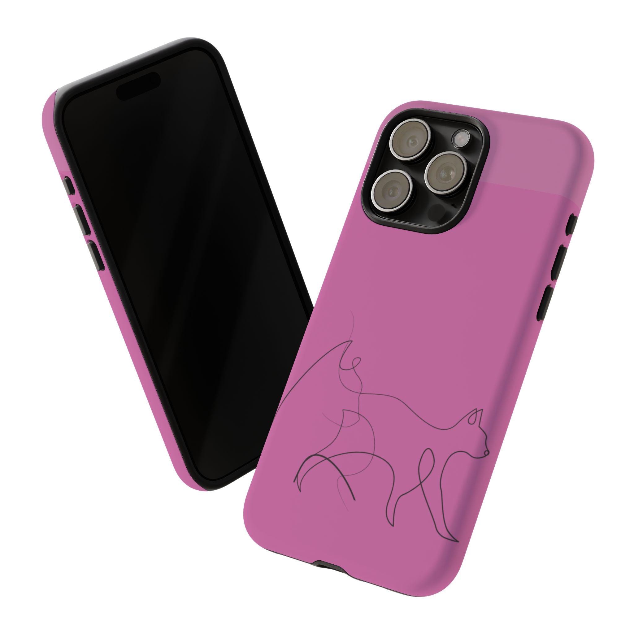 Pink Minimalist Cat Phone Case