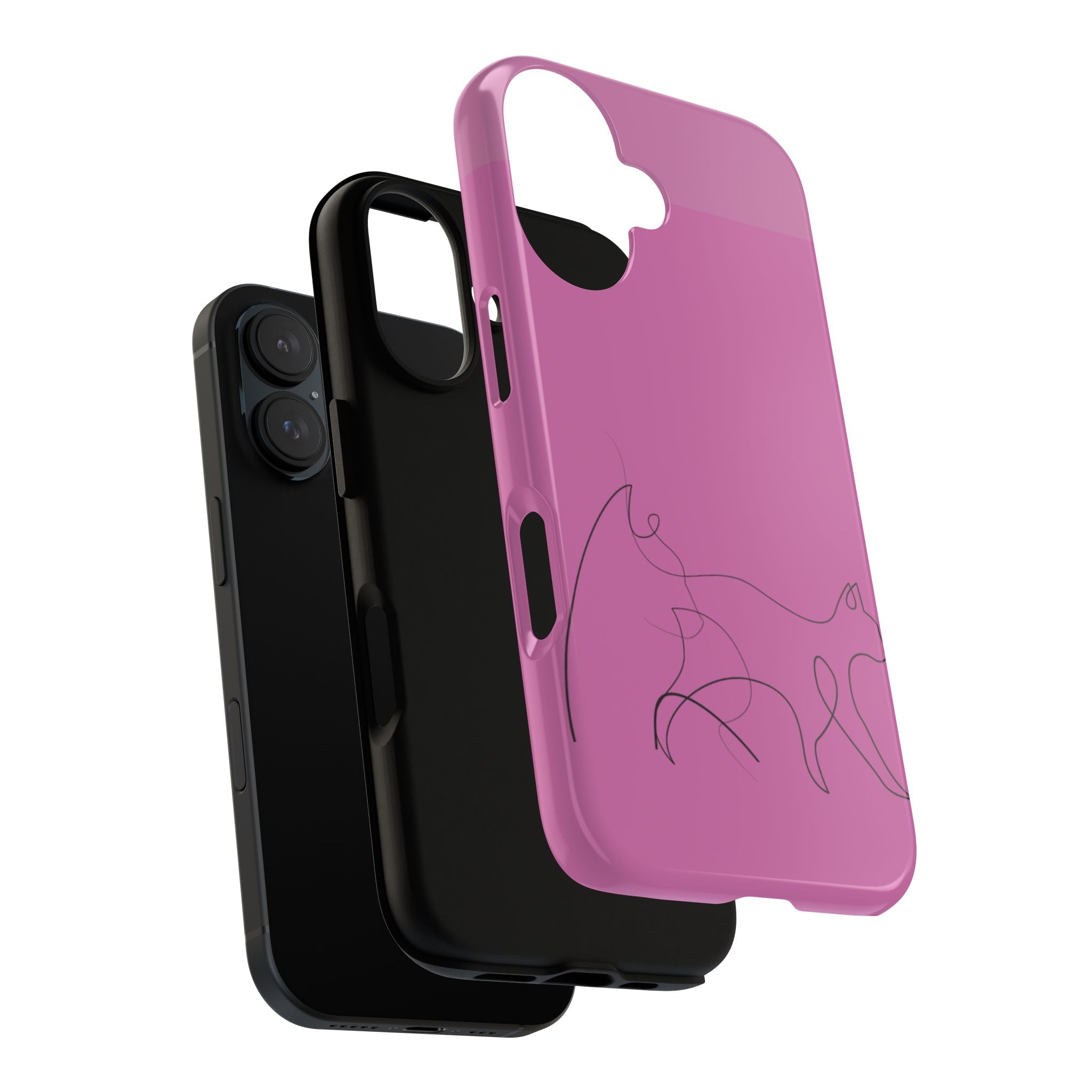 Pink Minimalist Cat Phone Case