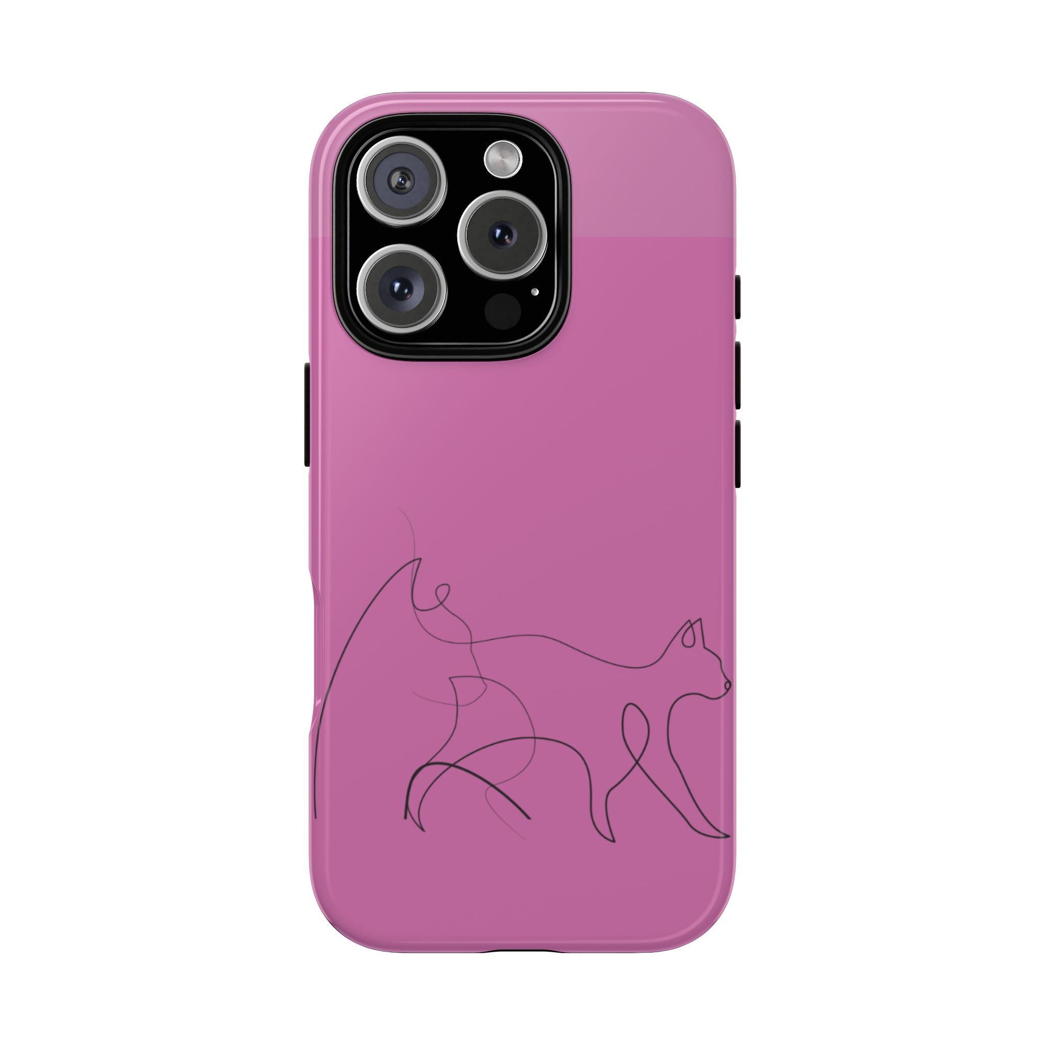 Pink Minimalist Cat Phone Case